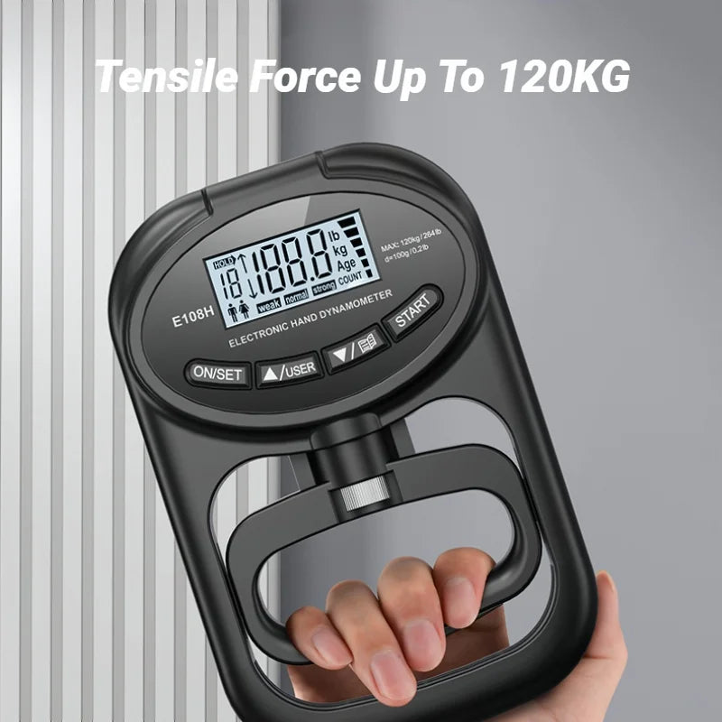 265LBS/120KG LCD Screen Grip Strength Meter for Men and Women Tester Digital Hand Dynamometer Training Rechargeable Dual Purpose