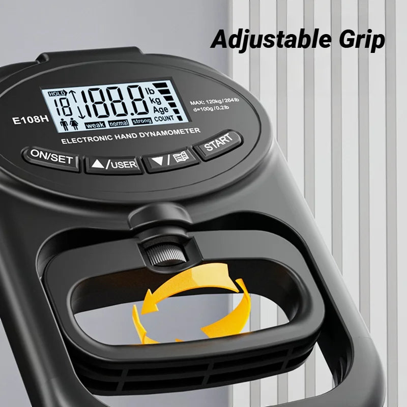 265LBS/120KG LCD Screen Grip Strength Meter for Men and Women Tester Digital Hand Dynamometer Training Rechargeable Dual Purpose